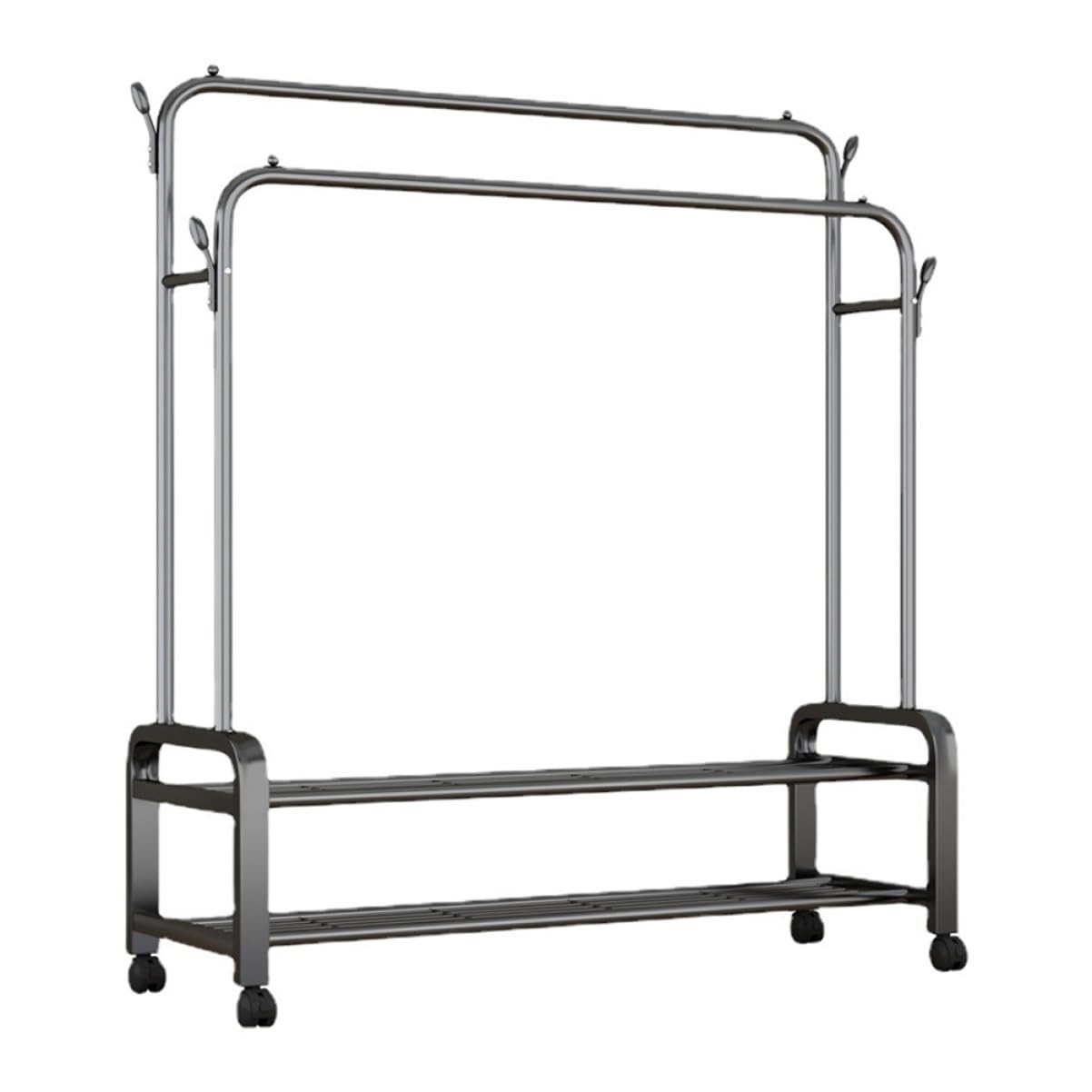 Freestanding Pole Iron Clothes Rack Hooks And Wheels For Efficient Home Storage Versatile Garment Hanger Stand For Organizing Clothes Toys And Additions