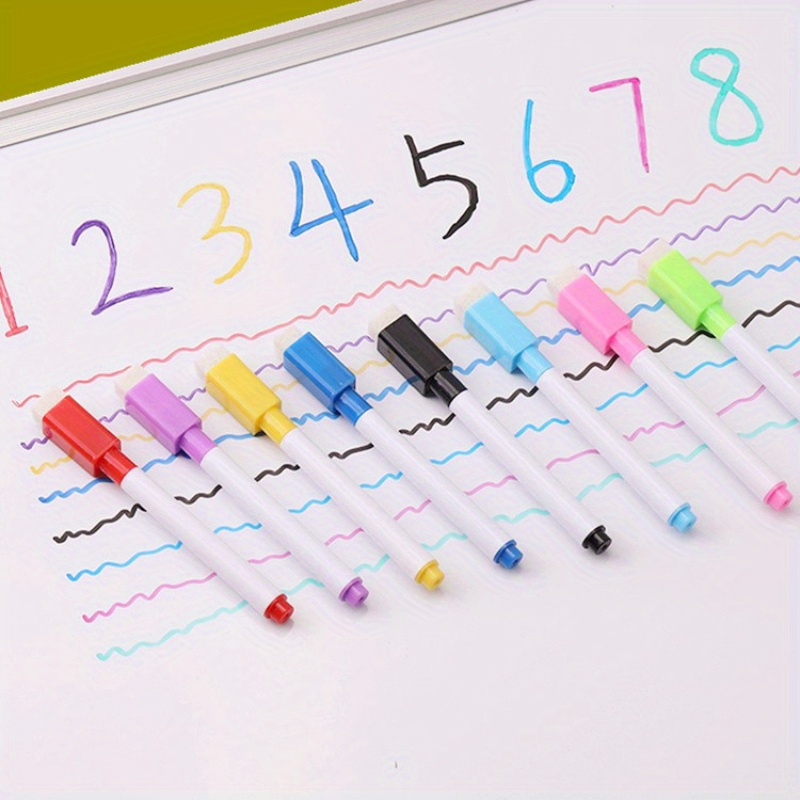 8-Color Dry Erase Whiteboard Markers with Magnetic Eraser, Suitable for Office Whiteboards, Calendars, Refrigerators, Creative Holiday Gifts