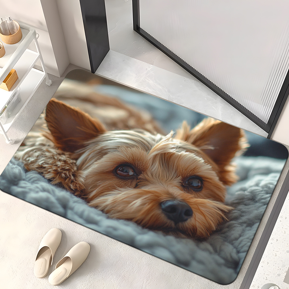 1pc yorkshire terrier microfiber door mat non slip absorbent