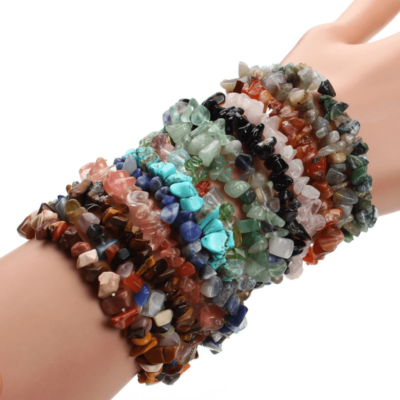 Image of 12pcs Random Color, Natural Stone, Labradorite, Turquoise & Rose Quartz Bracelets For Women - Halloween, Thanksgiving And Christmas Gift Easter Gift