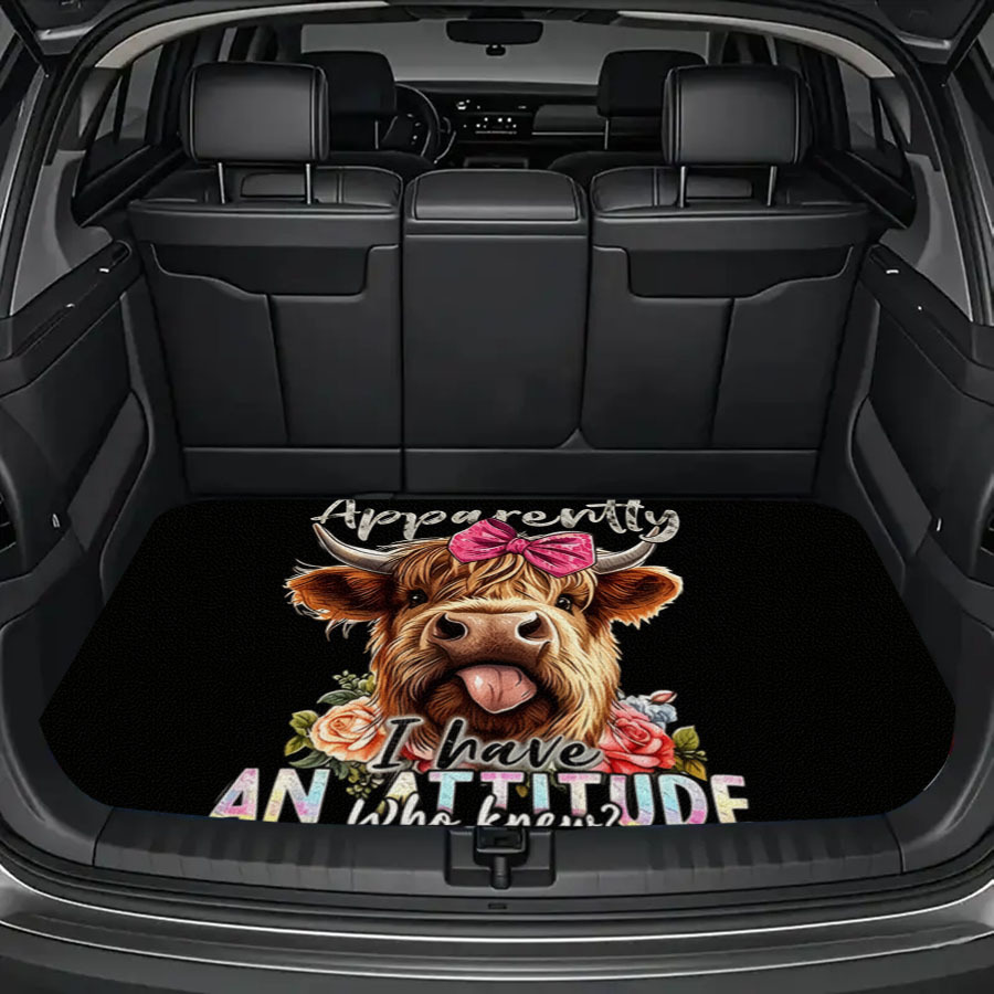 TEMU 1pc Cow Print Personalized Car Trunk Mat, Interior Protection Cargo Liner, Durable Polyester Floor Mat, Safe And Practical, Suitable For ,