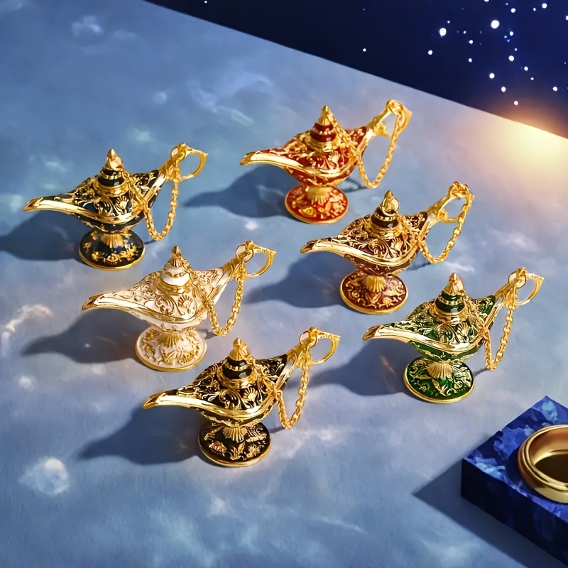 TEMU 6 Elegant European Mini Lamp Statues - Vintage Metal , No Power Needed, Detailed Carving, Indoor/outdoor Decor For Home & Party, Lamps, Party
