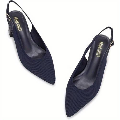 womens slingback heels pointed toe work pumps comfortable chunky pumps knitted closed toe stylish dressy shoes