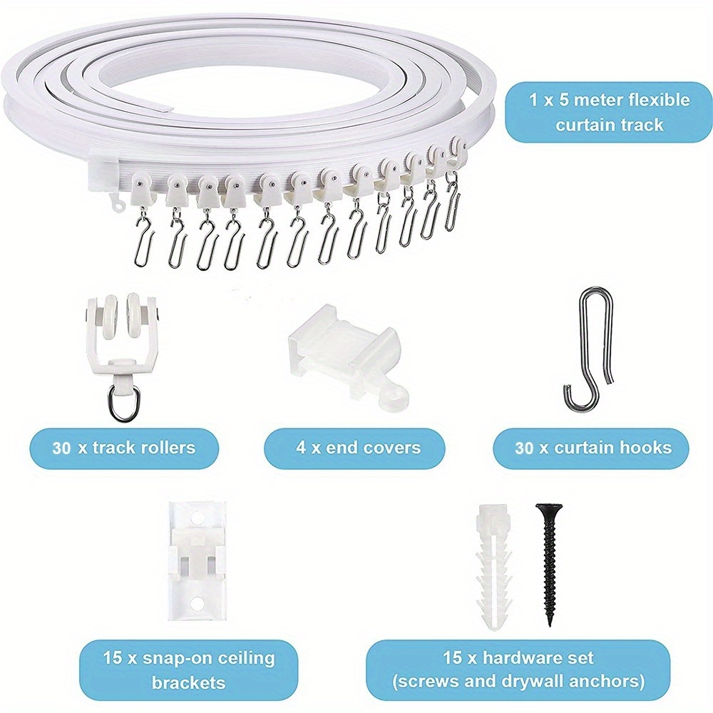Bedee Curtain Rods And Curtain Tracks, Flexible Curved Ceiling Curtain Rails, Soft Curtain Rails For Curtain Rails, Suitable For Hanging Curtains, Room Layering Curtains, Shower Curtains