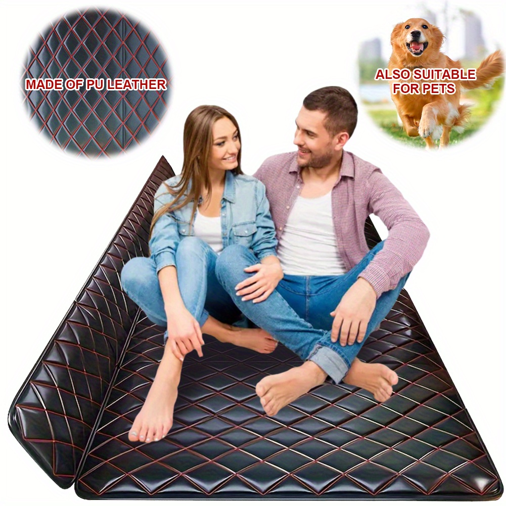 TEMU Car Mattress Leather Portable Back Seat Travel Mattress Universal Car Back Seat Folding Bed Mattress For Sedan Suv Truck