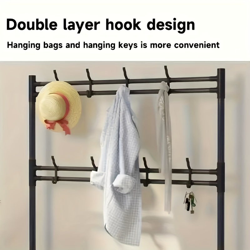 1 Multi-functional Metal 5-Tier Shoe and Hat Rack - 60.96 cm with Detachable Hooks, Multi-layer Design, Freestanding Organizer for Home and Apartment - Available in Black or White
