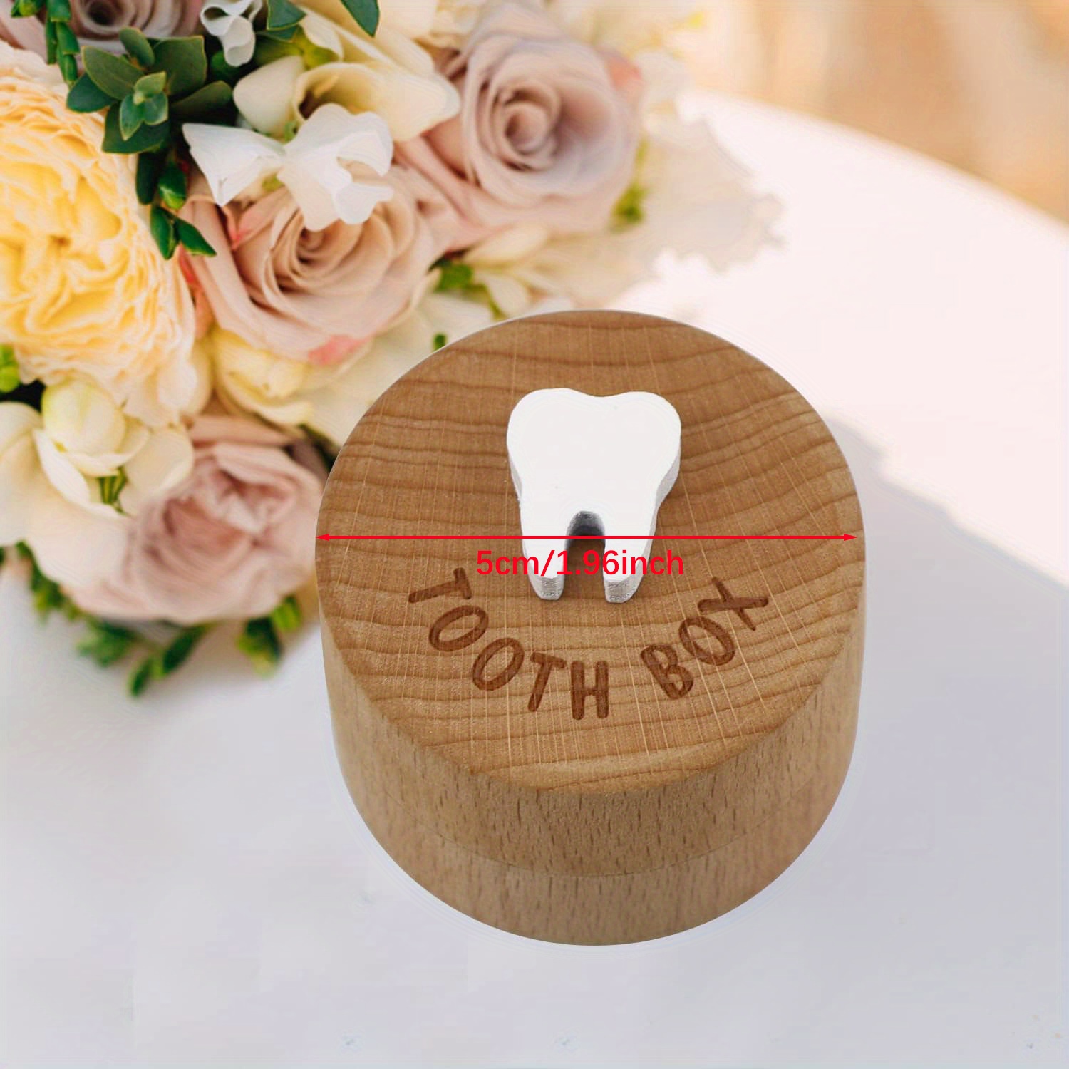 E-shop 3D Holz--Box - Niedlicher Zahnhalter mit " BOX" Gravur, Braune Holz-Erinnerungsbox für Weihnachten, Halloween, Thanksgiving, Neujahr,