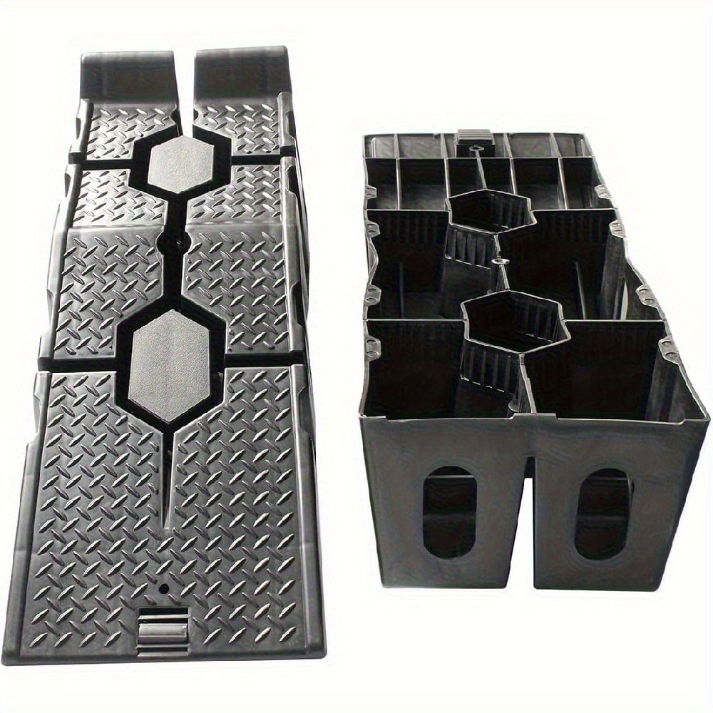 Image of 2-pack Heavy-duty Plastic Vehicle Ramps With 2500kg (5500lbs) Capacity Per Ramp - Non-slip Car & Rv Driveway/curb Ramps, Heavy-duty Loading Ramps For Motorhomes, Trucks, Cars, Trailers