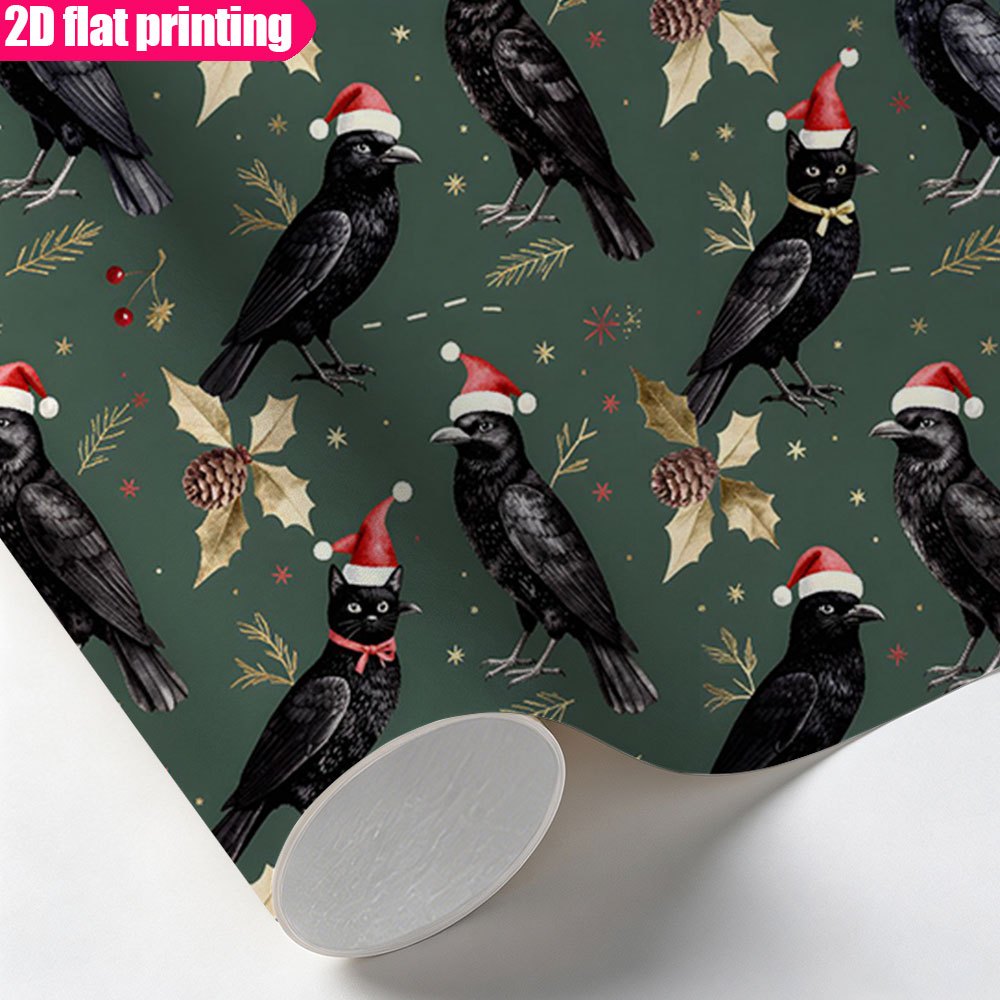 TEMU Rouleau de à impression 2D à plat avec motif de portant un bonnet de Père Noël, papier en rouleau pour emballage cadeau artisanal pour emballage