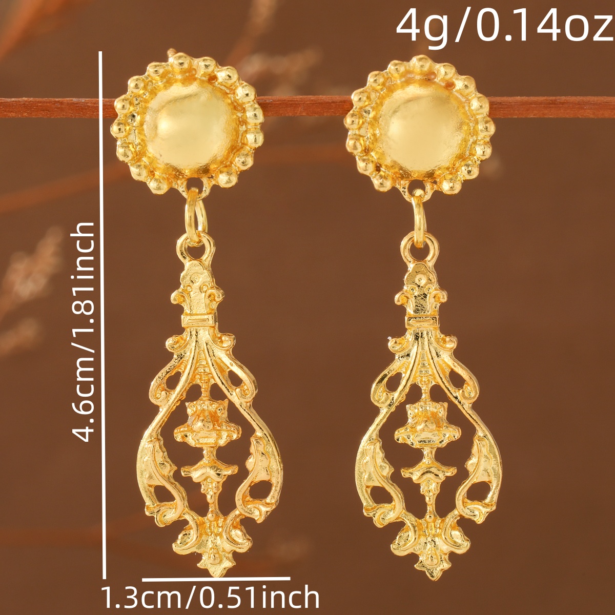 Women's Vintage Baroque Scroll Carved Beaded Earrings