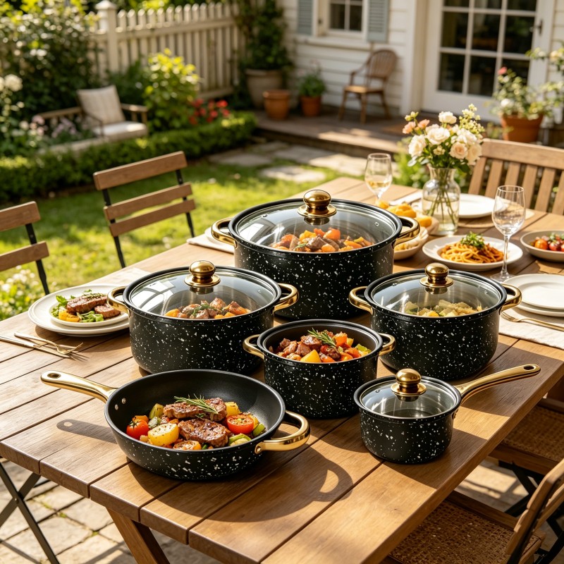 Durable Kitchen Cookware Set Stainless Steel Pots And Pans Bundle for Long Term Use, Rust Resistant Cooking Set with Secure Handles, Suitable for Everyday Cooking And Occasional Family Gatherings