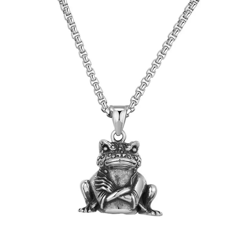Men's Golden Toad Frog Necklace, Trendy Hip-Hop Style