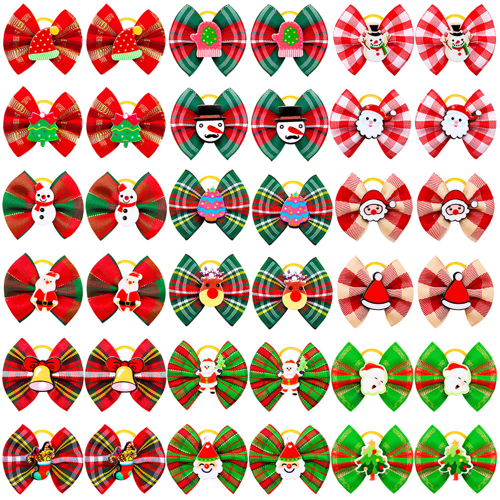 TEMU 30pcs Assorted Christmas Pet Headwear Flowers, Bows For Dogs And Cats