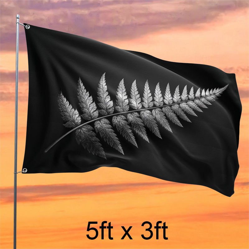 TEMU New Zealand Silvery Fern Flag, A Background Banner Flag Celebrating New Zealanders' Sense Of Pride. Suitable For Your Yard, Porch, Garden, Or