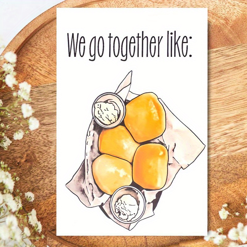 TEMU 1pc Funny Texas Rolls And Butter Anniversary Card – " Like" Design, Unique Humorous Gift For Husband, Wife, Boyfriend, Girlfriend, Or Person,