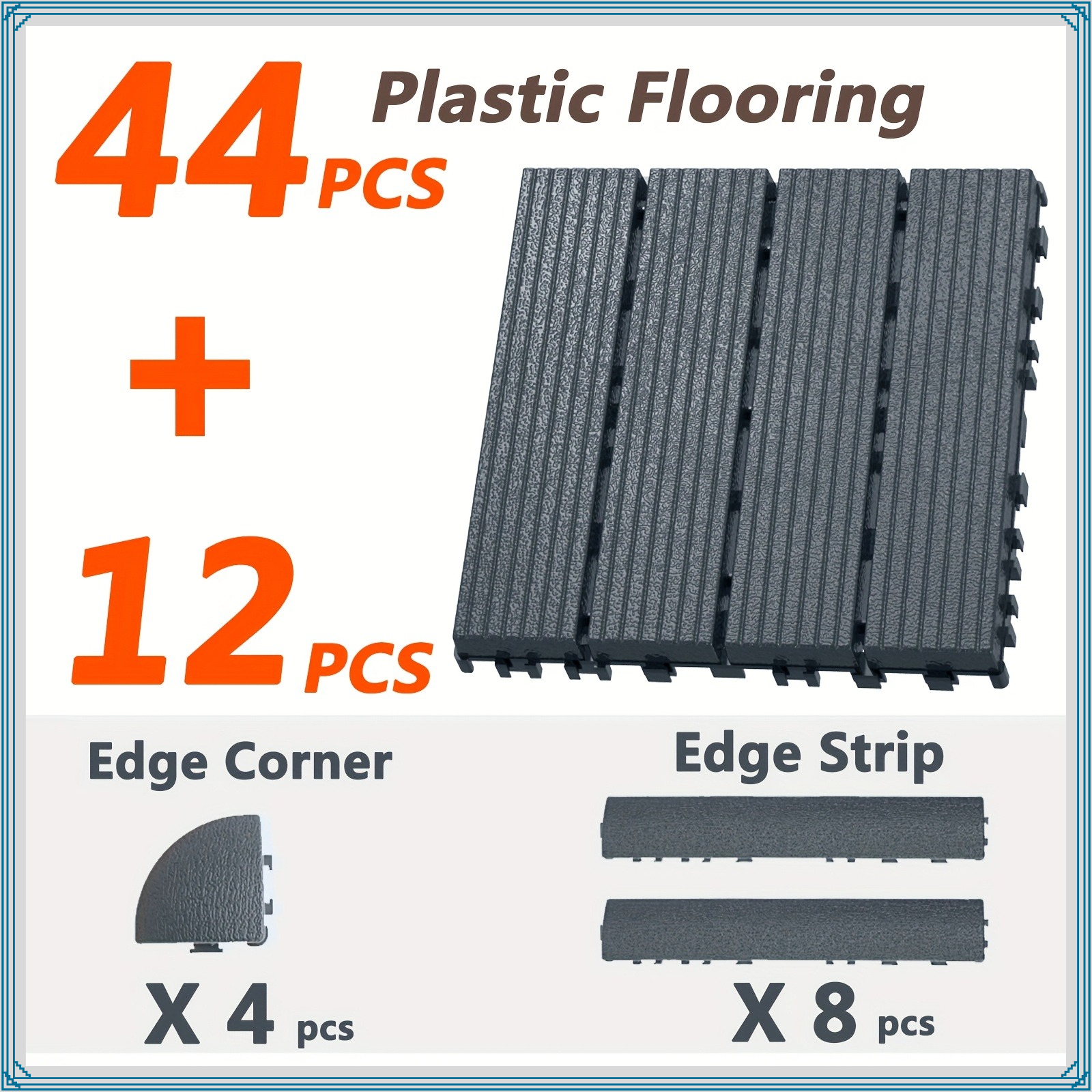 TEMU 44-pack Plastic Interlocking Deck Tiles, 30"x30" Cm, 4 Sq.m, Waterproof Outdoor Flooring For Use, Patio Floor Decking Covering Tiles For Porch,