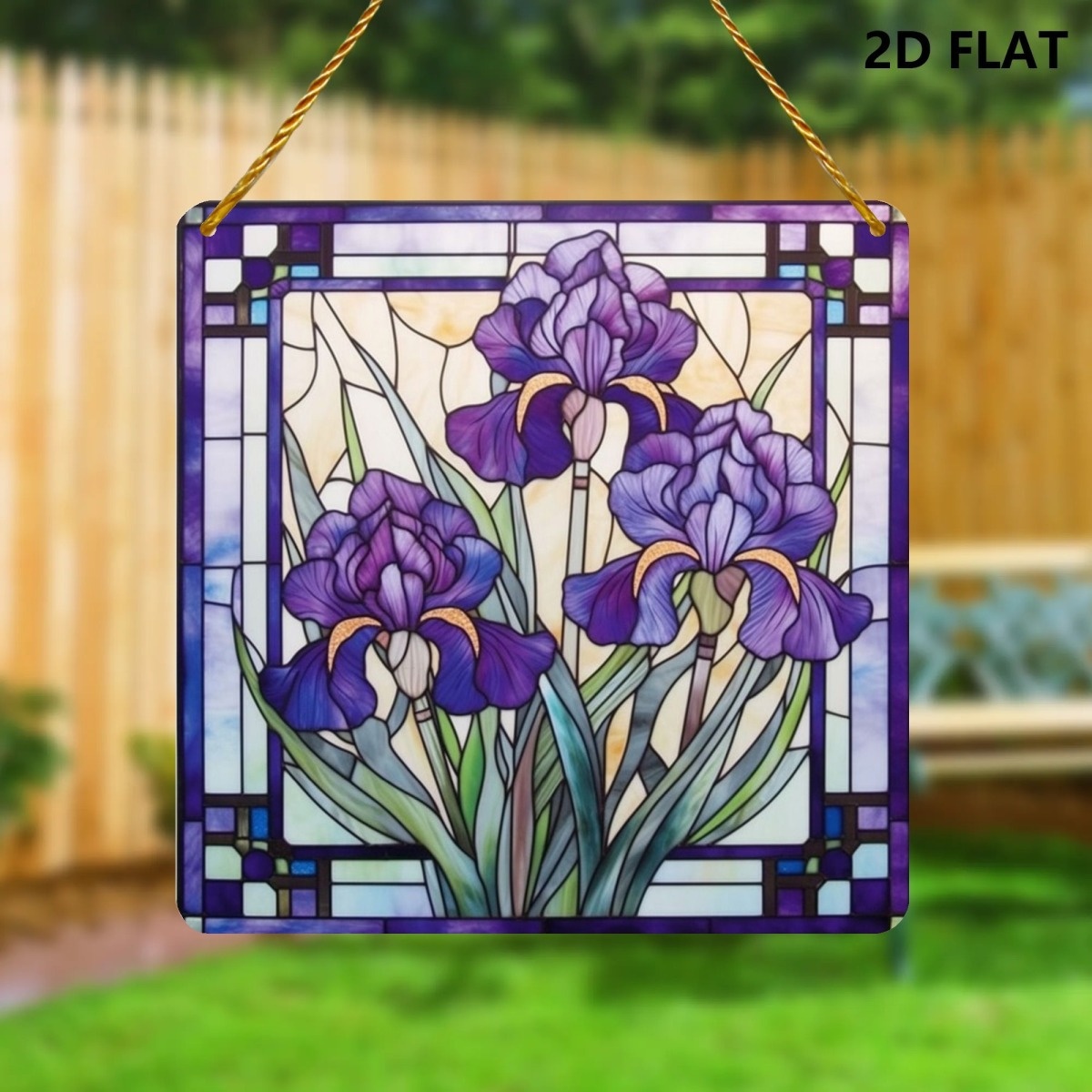 TEMU 2d Flat, 1pc Bohemian Light Catcher Window Decor - Acrylic Square Panel With Hanging , Lightweight Suitable For Rooms, Gardens, Farmhouse - Easy