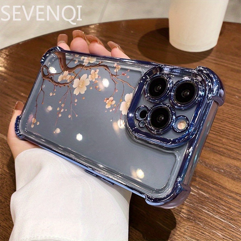 TEMU Phone Case: Cy453 Flower New Four-corner Anti-drop Phone Case For Iphone 17/16/15/14/13/12/11 Series, X/xs/ Phone Case, Couple Style, Cute,