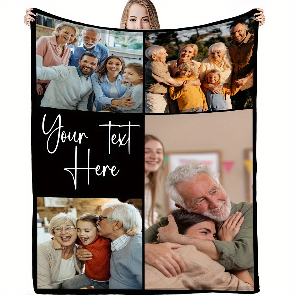 personalized family memories flannel throw blanket custom photo text soft cozy   couch bed office camping travel unique gift idea   photos birthday gift armchair details 6