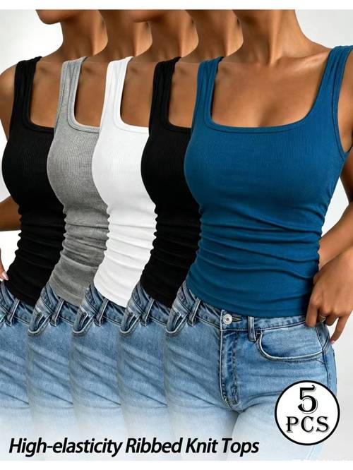 5pcs large u shaped beautiful back vest for women solid color inner layer and outer layer base layer vest threaded vest halter vest fashionable durable and versatile for spring and summer