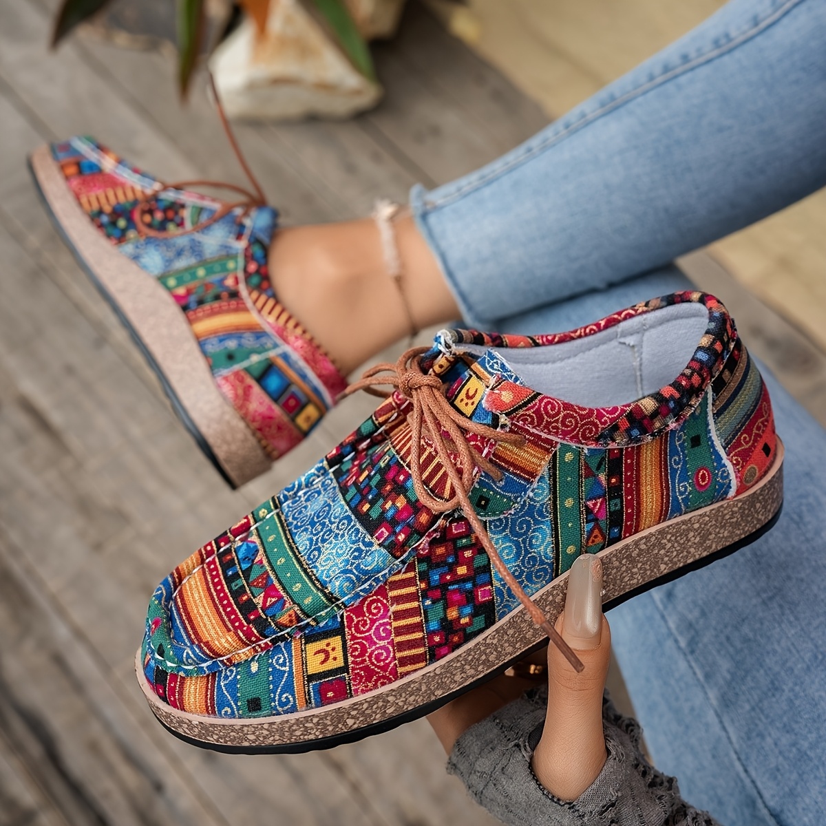Ethnic Style Women's Breathable Flat Casual Sneakers