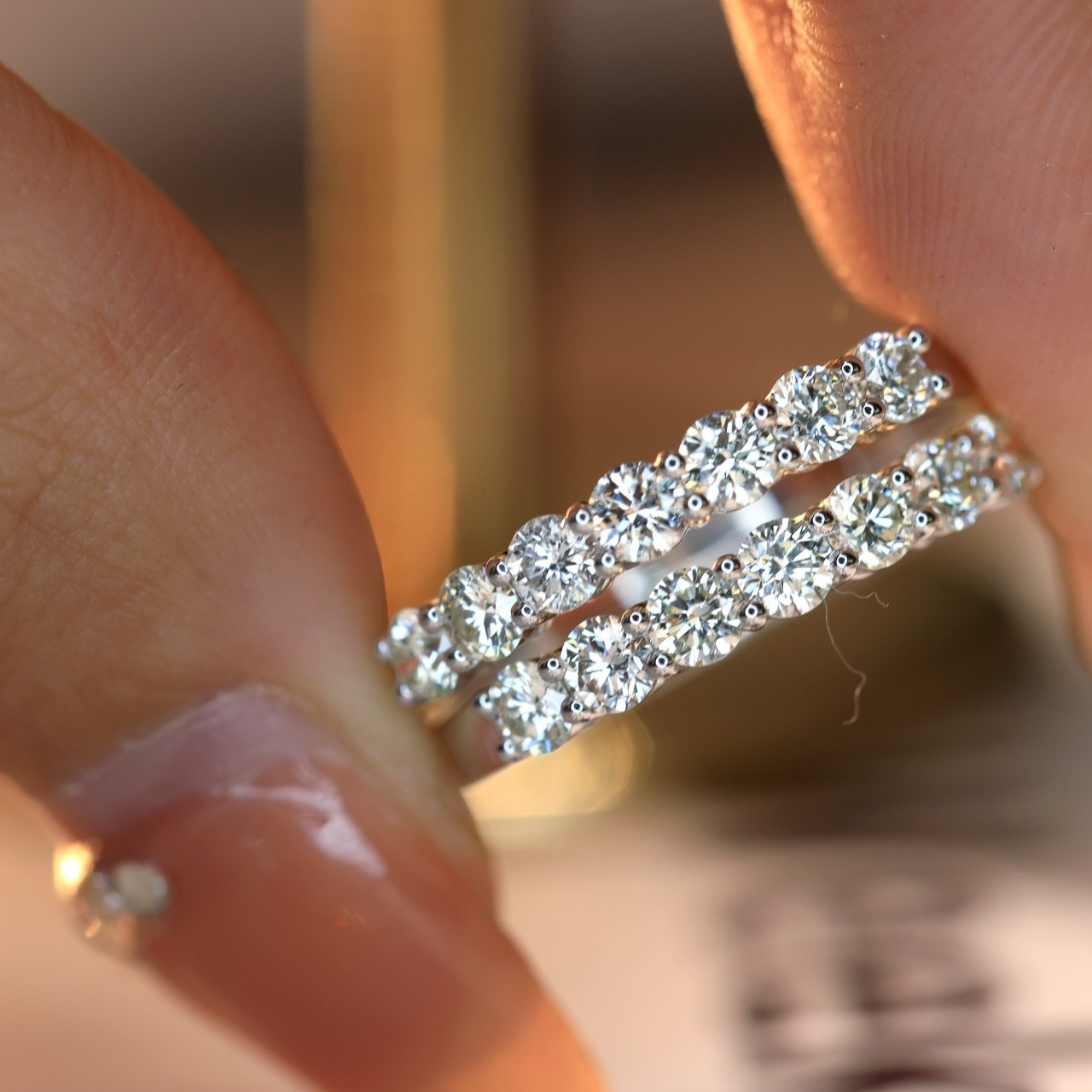 Unisex 0.7 Carat Moissanite Seven-Stone Ring, Elegant