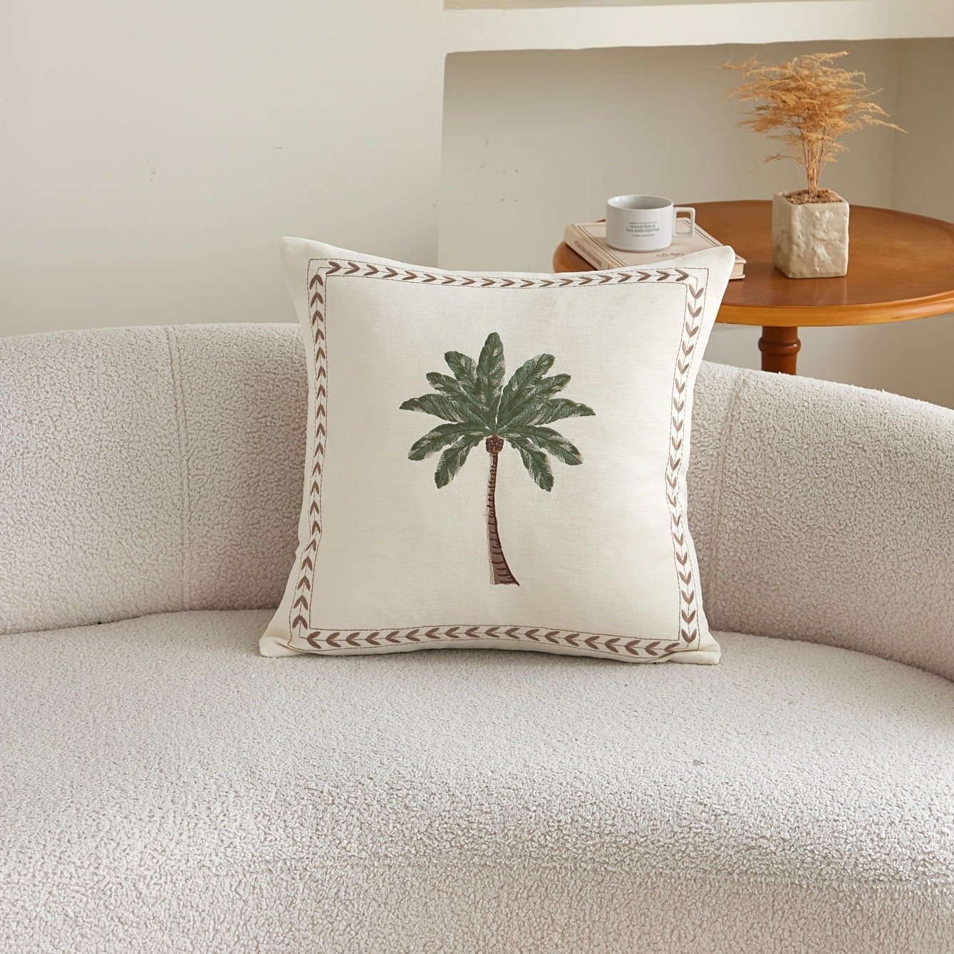 TEMU Summer Beach Style 3d Three-dimensional Embroidery Pillow Cover 1pc Home Decor Used In Various Environments Such As Sofas, Lounge Chairs, Living