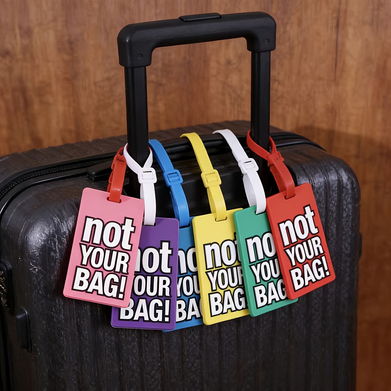 TEMU 6pcs Combination Set Pvc Soft Luggage Tag Not Your Bag Luggage Tag Anti-loss Tag For Checked Luggage Multifunctional Business Card Holder Travel