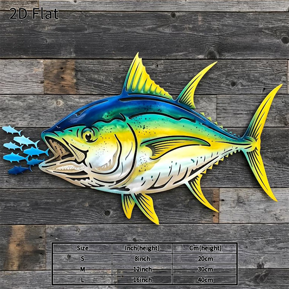 TEMU 2d Flat - 1pc2d Flat Metal Wall Ocean Decor Durable Waterproof Sign For Beach House Bar Patio Man Cave Fishing Lovers Gift