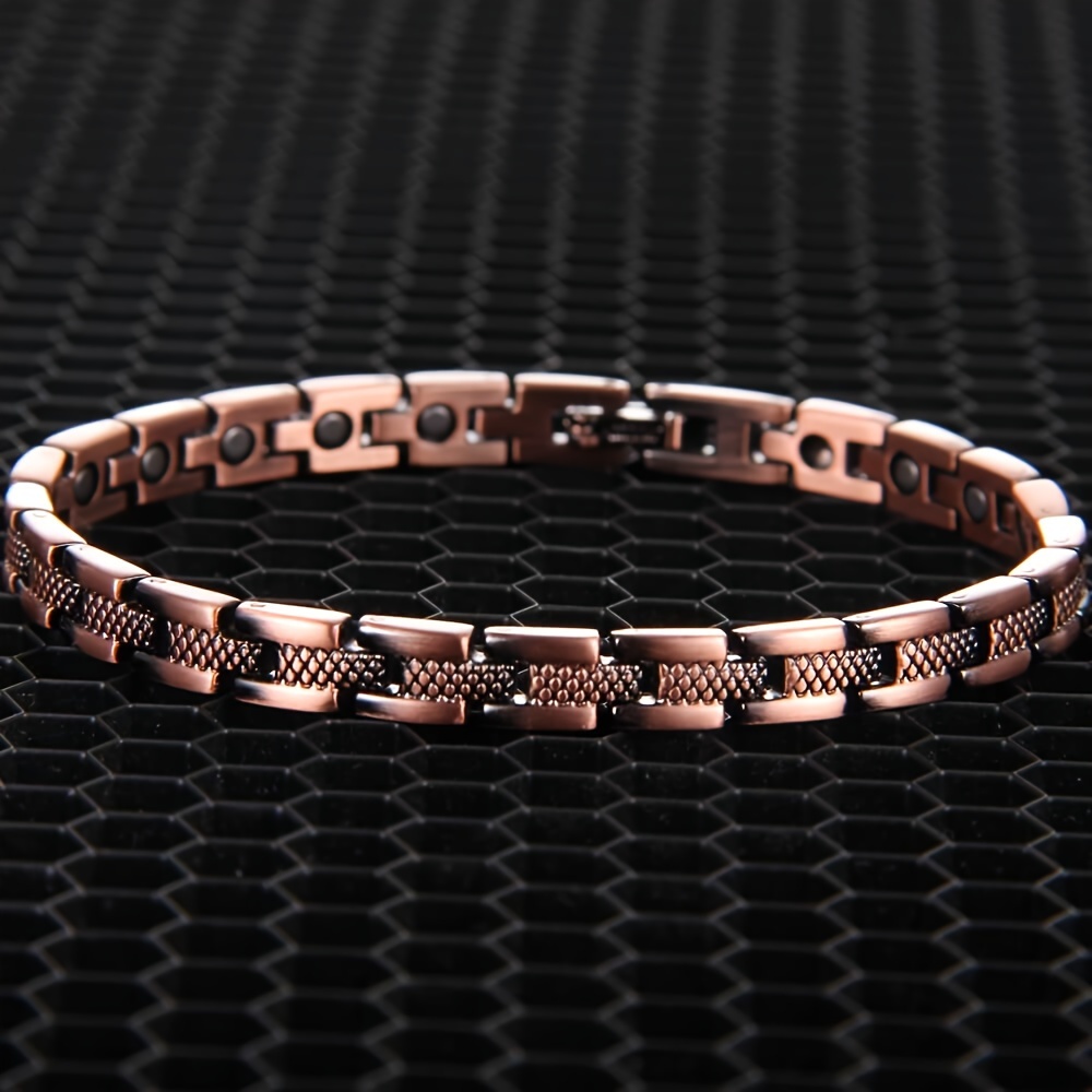 TEMU Copper Bracelet | Unisex Magnetic Bracelet, Adjustable Size With Adjustment Tool, Fashion Jewelry Gift, Polished Surface