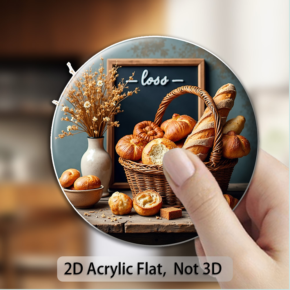 item picture 1pc 2d flat acrylic rubber soft magnet cross stitch bakery basket fridge   perfect for kitchen decor thanksgiving fall season gifts 2d flat