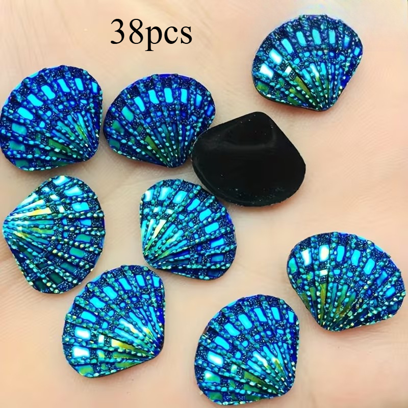 TEMU 38 Random Colored Shell Shaped Resin Flat Back Rhinestones Crafts, Suitable For Home Decoration, , Beach Party Decoration, | Vibrant Decorations