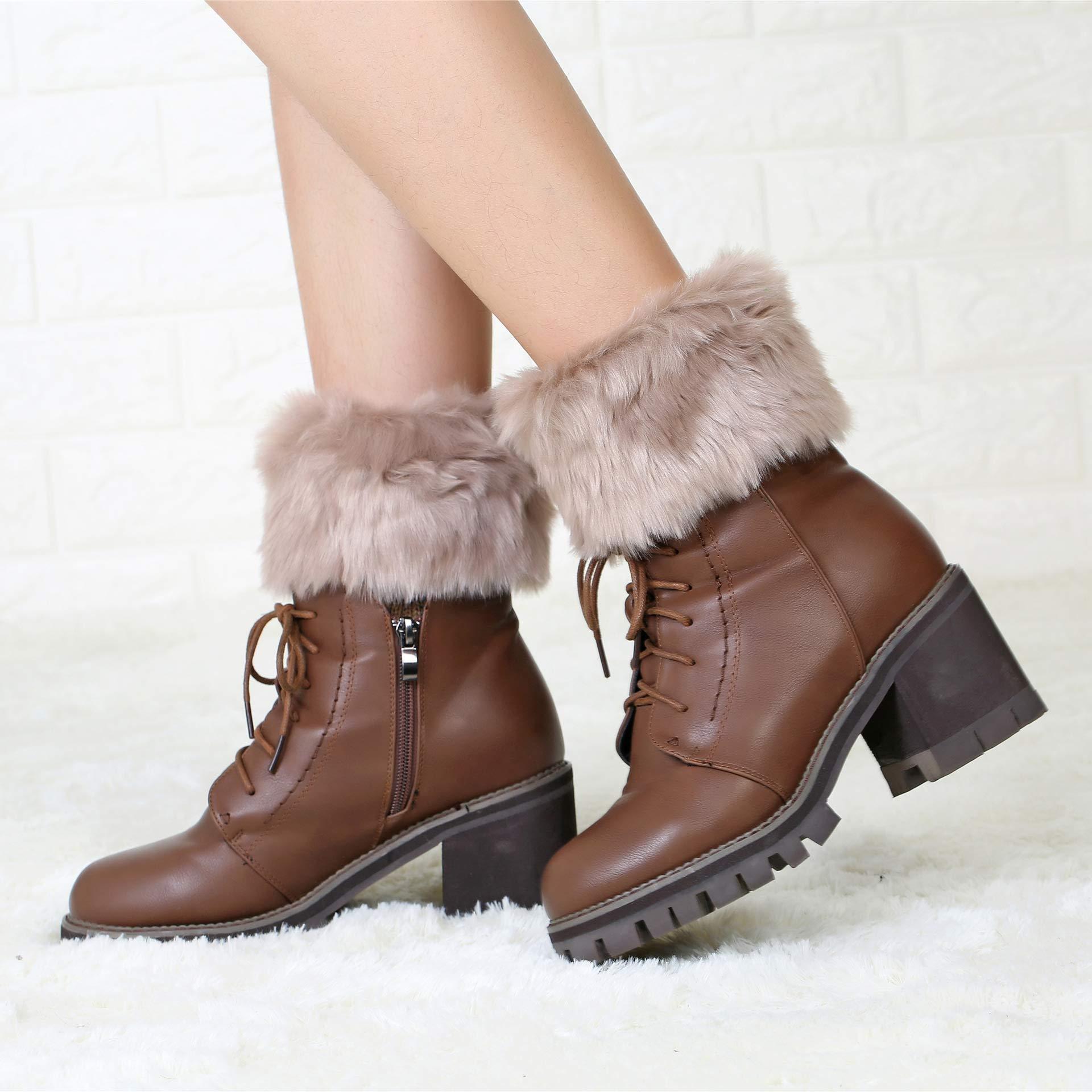 artificial fur boots cuffs leg guards short fur boots knitted fur boots socks girls winter s artificial fur trimmed boots cuffs socks winter knitted fur   leg guards for teenager Product details 5