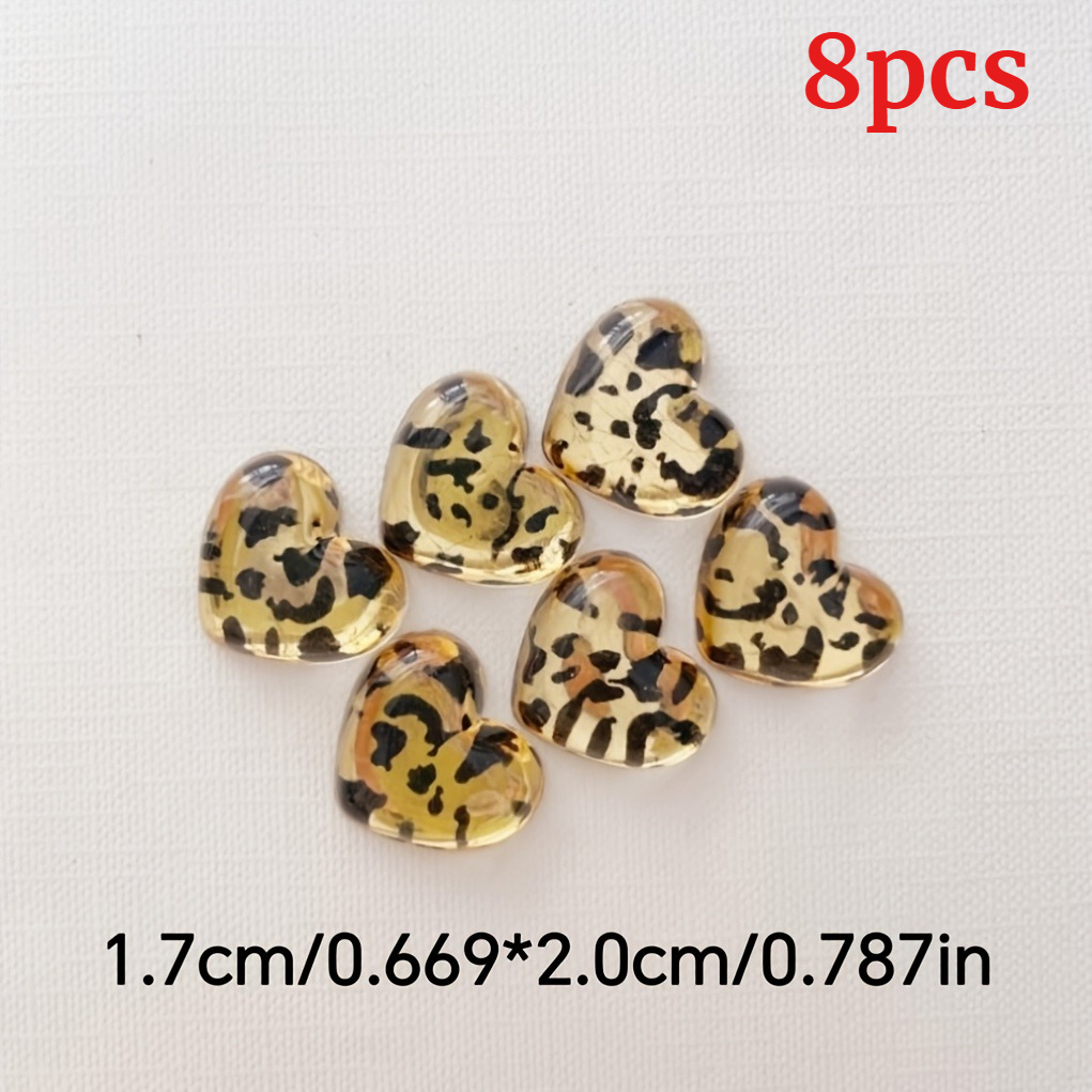 Image of 8 Leopard Print Heart-shaped Resin Fridge Magnets, Decorative Fridge Magnets, Cute Office Kitchen Magnets, Kitchen Decor, Home Decor, Valentine's Day Gifts, Holiday Decorations