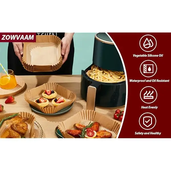 225pcs air fryer parchment paper liners & oil-resistant, 8 inch round disposable baking sheets with silicone coating for /af150amz xl/ & 4-8 fryers, microwave, oven, bbq - easy , healthy cooking, , microwave safe, oilresistant liner, material, reusable alternative, home cooks, meal preppers Product details 0
