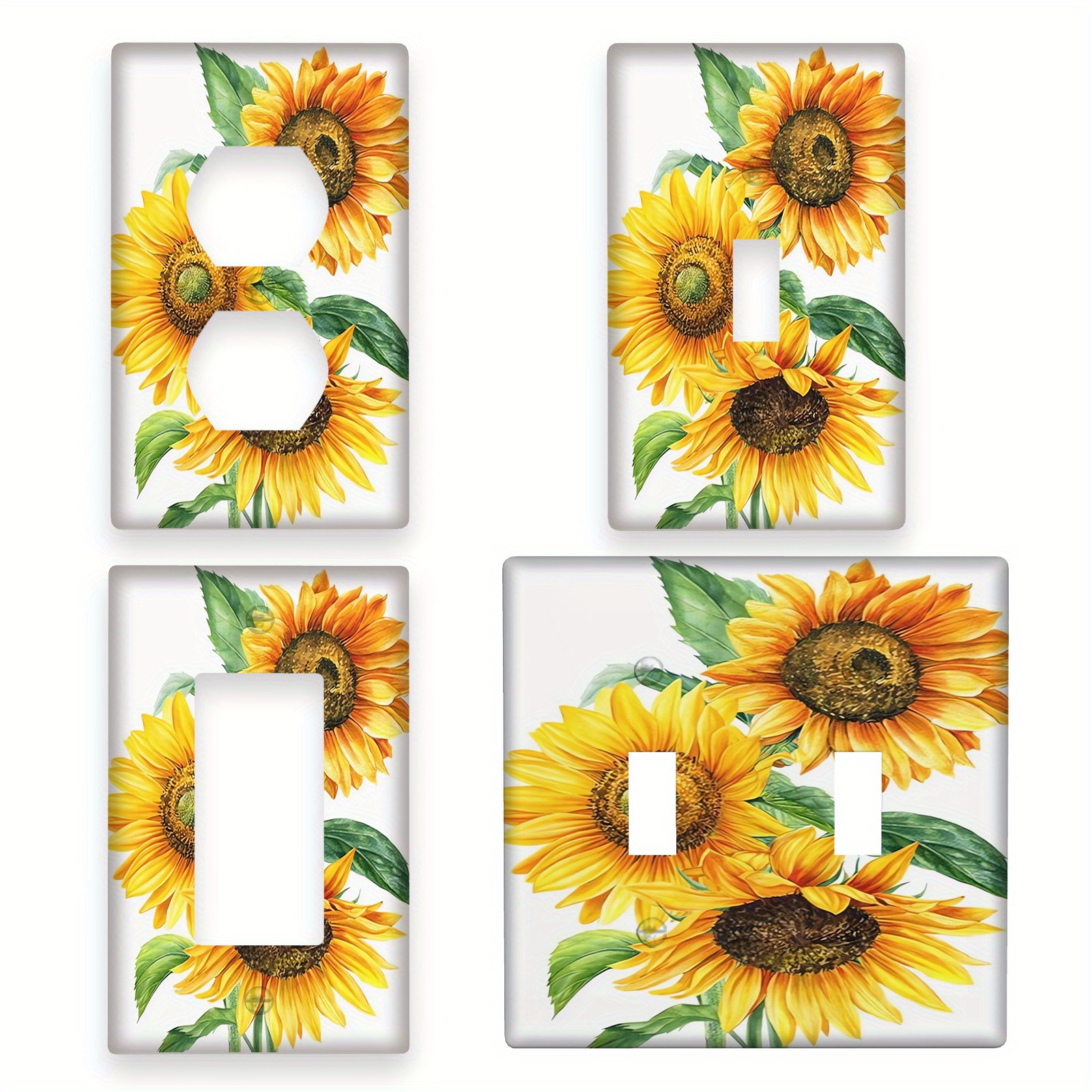 

1pc 1gang/2gang Watercolor Sunflowers Print Light For Switch Plate Cover Plastic Wall Plates Small Light For Switch Covers