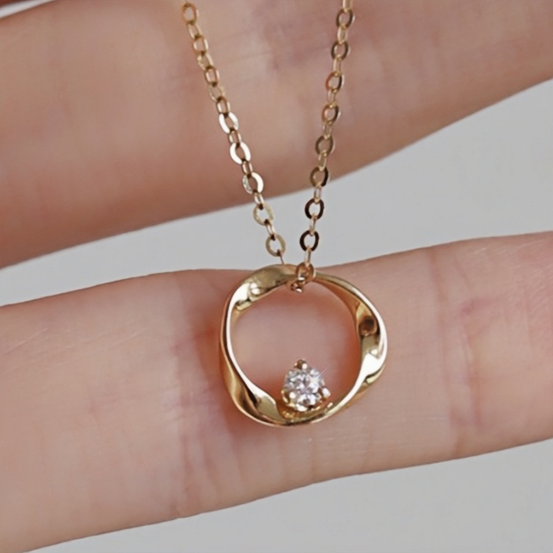TEMU Elegant Simple Inlay Synthetic Zirconia Circle Pendant Necklace For Women Daily Casual Party Vacation Fashion Necklace Jewelry