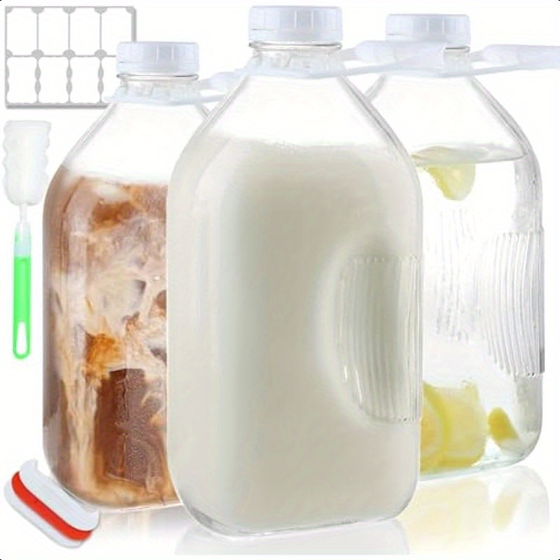Lot De 6 Bouteilles De Lait En Verre De 1 L, Réutilisables Avec