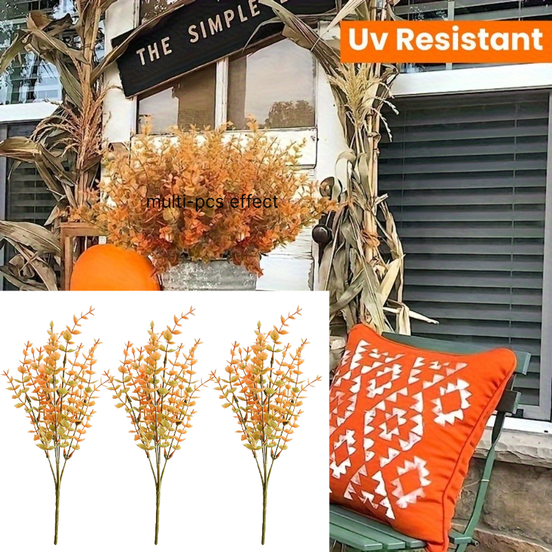 TEMU 3 Mazzi di Fogliame Autunnale Sintetico, Adatti per Uso Interno ed Esterno, Resistenti ai UV, per del Ringraziamento, Natale, Celebrazioni del