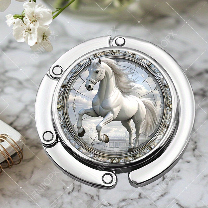 TEMU 1pc Creative Portable Metal Round Folding Hook Featuring A Realistic White Ideal For Purse Hooks Or Table Stands Halloween Gifts Christmas Gifts