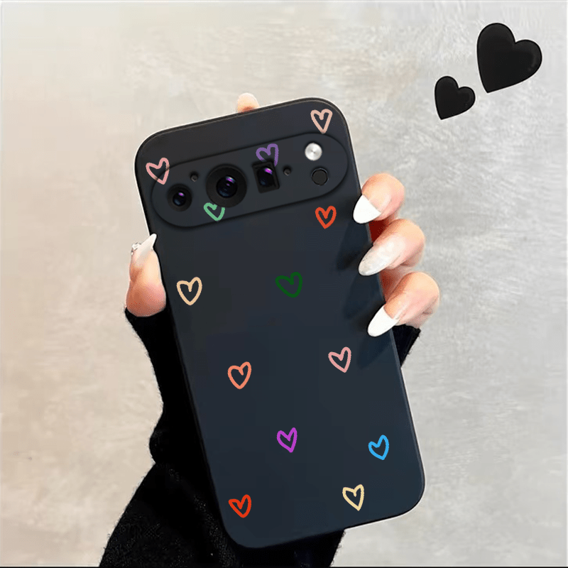 TEMU Fashion Hollow Love Heart Soft Phone Case For Pixel 9 9pro Xl 8 8a 8pro 7 7a 7pro 6 6a 6pro 5 5a Black Frosted Shock-proof Fall-proof Protection