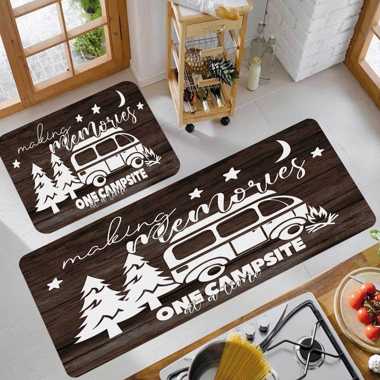 TEMU 2 pièces Tapis de Cuisine pour Camping et Caravane, Tapis Long avec Phrases Amusantes pour Extérieur, Décoration de Salle à Manger , Tapis