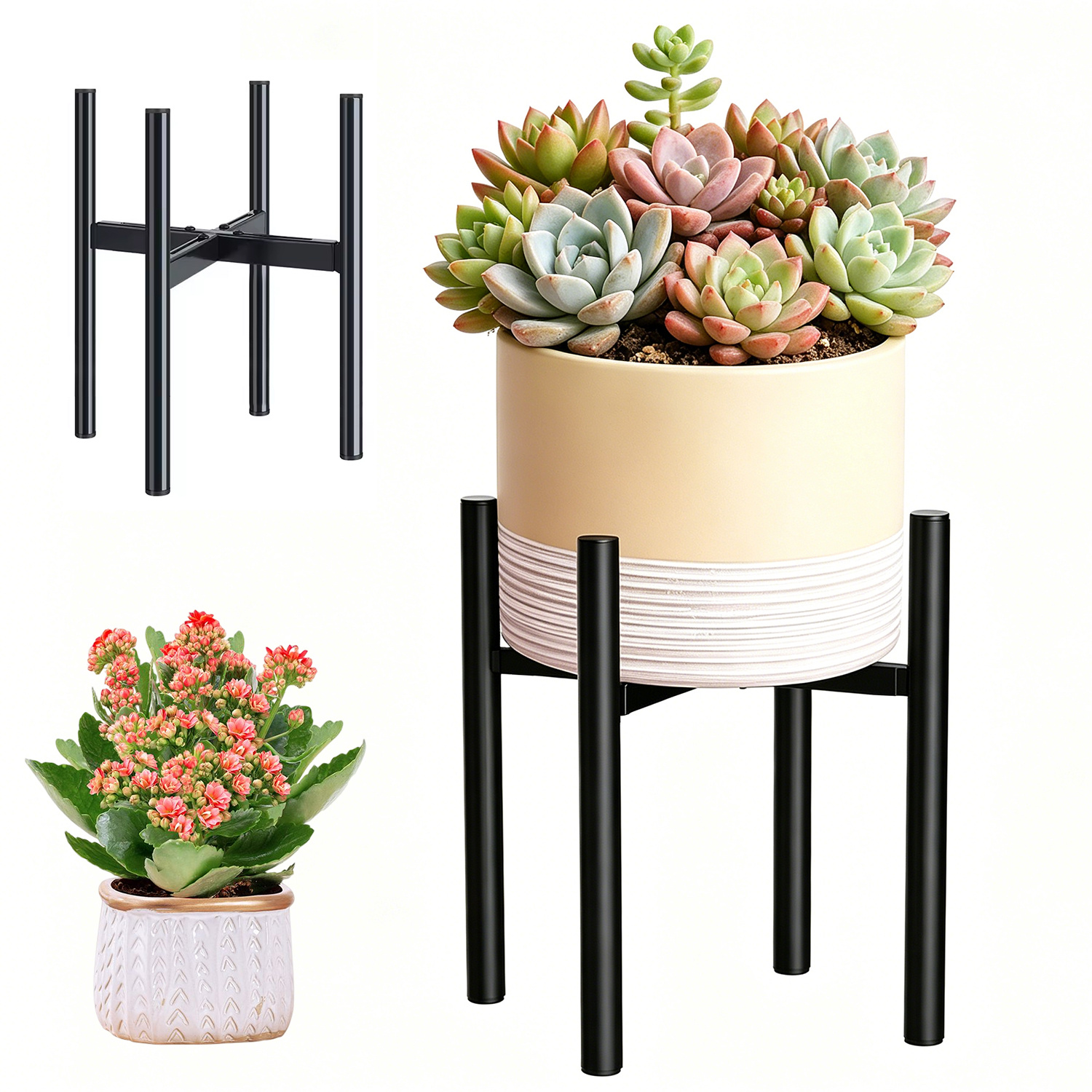 Image of Fast Delivery Metal Plant Stand, Adjustable Plant Stand, Pot Holder For Indoor And Outdoor Use, Flower Pot Stand For 20-35cm Flower Pot