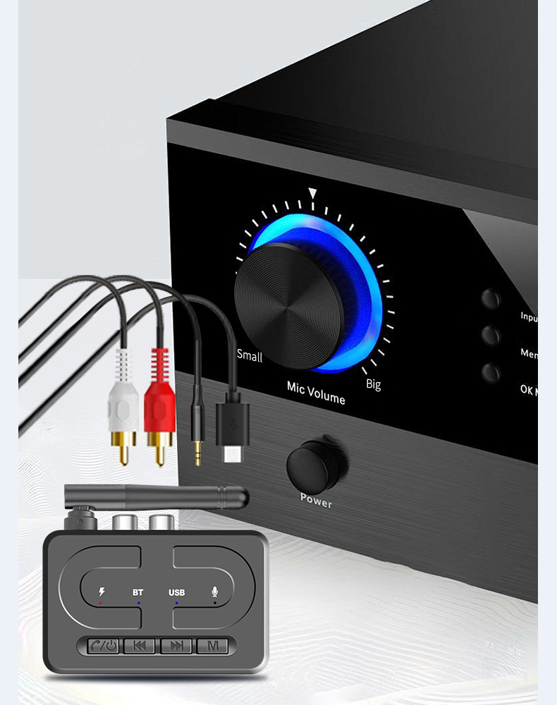 Нов 6.0 Bluetooth приемник USB плейър цифров към аналогов конвертор 3.5mm аудио адаптер AUX