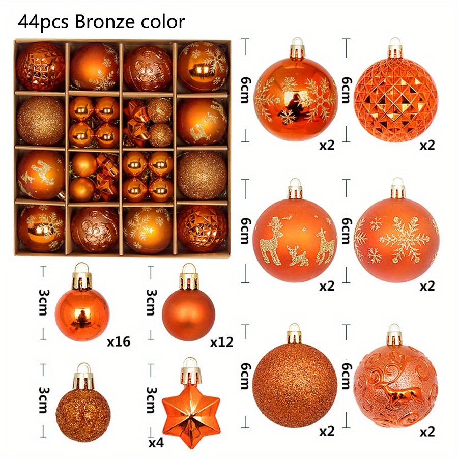 Décorations de Noël 44 pièces : ornements peints, boules suspendues et décorations festives pour arbre et scènes - Idéal pour fêtes, cadeaux et célébrations de Noël, Halloween et Nouvel An - Parfait pour famille et amis - Boules et ornements en plastique pour sapin