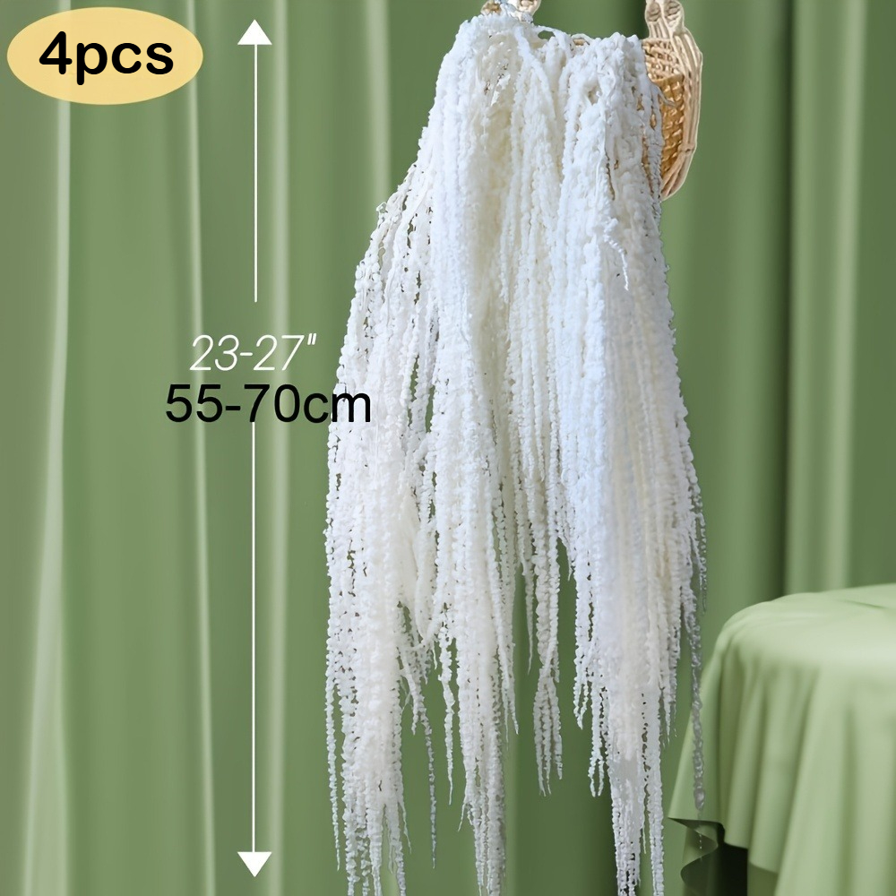 4pcs Eternal Dried White Bleached Wisteria Hanging Bouquet | Polyester Artificial Flowers, Suitable For Rustic Wedding Centerpieces, Bridal Accessories, Party Decorations