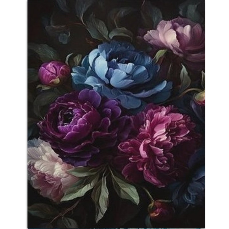 item picture professional for art use vintage purple blue white peony bouquet   cross stitch kit polyester material multiple specifications   ideal for holiday gift birthday gift home decor camping     art students