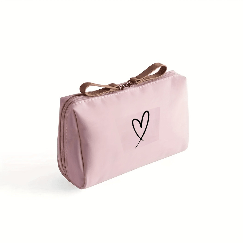 TEMU -bag Organizer Pouch, 1pc Multifunctional Storage Bag, Portable Travel Makeup Bag, Toiletry Organizer Pouch With Heart , Made Of Nylon Material,