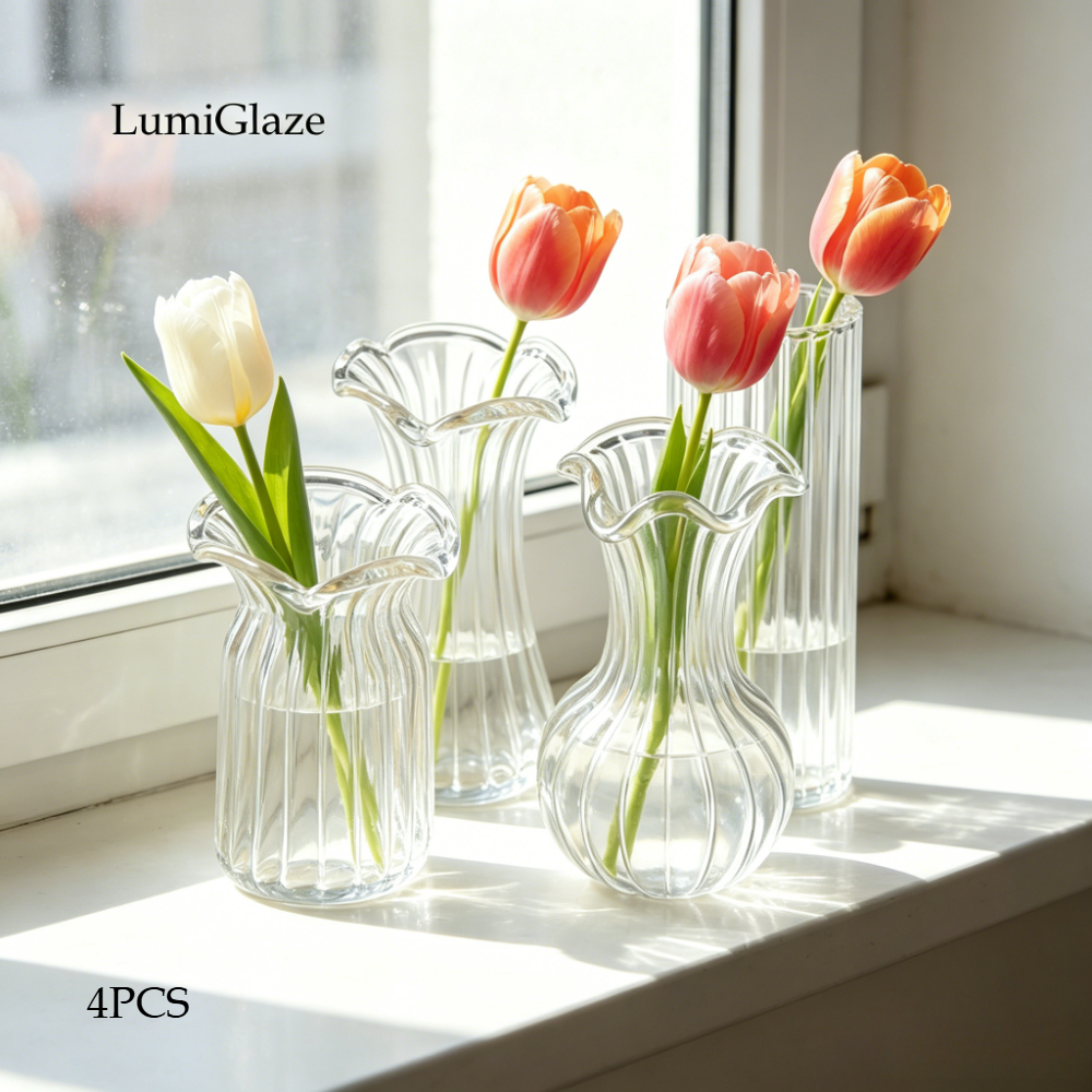 item picture 4pcs handmade glass mini vases holiday decoration small sculpture ornaments micro landscape transparent glass small vase ornaments mini glass small bouquet matching vases handmade hydroponic flower vase