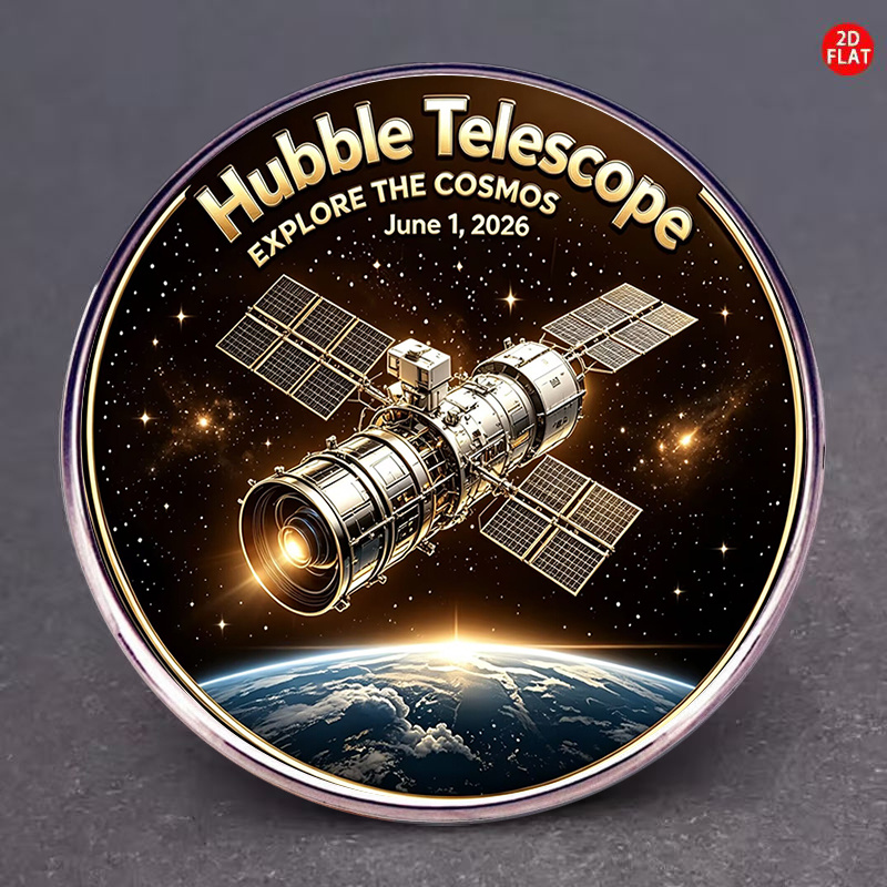 TEMU 2d Flat, 1pc, 2d Telescope The 1 2026 Stainless Steel Brooch Unisex Space Theme Astrono, 2d Flat